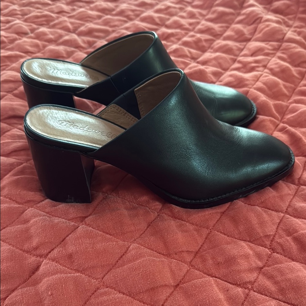 Madewell Black Leather Mules